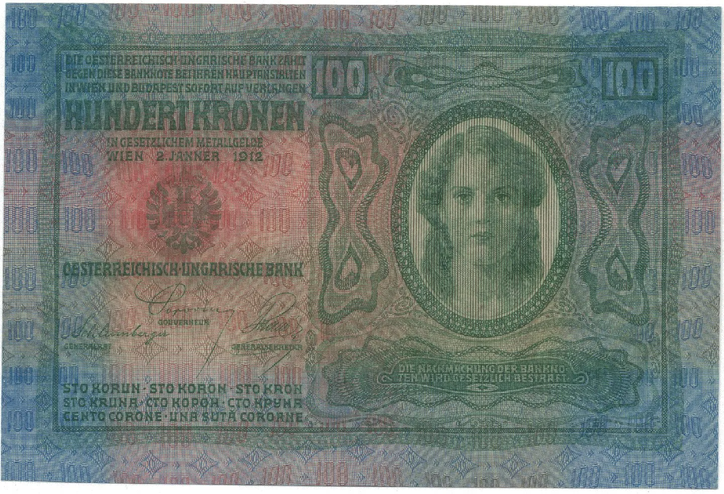 Rakousko - Uhersko, 100 Koruna 1912, bez přetisku, Hej.RU12a