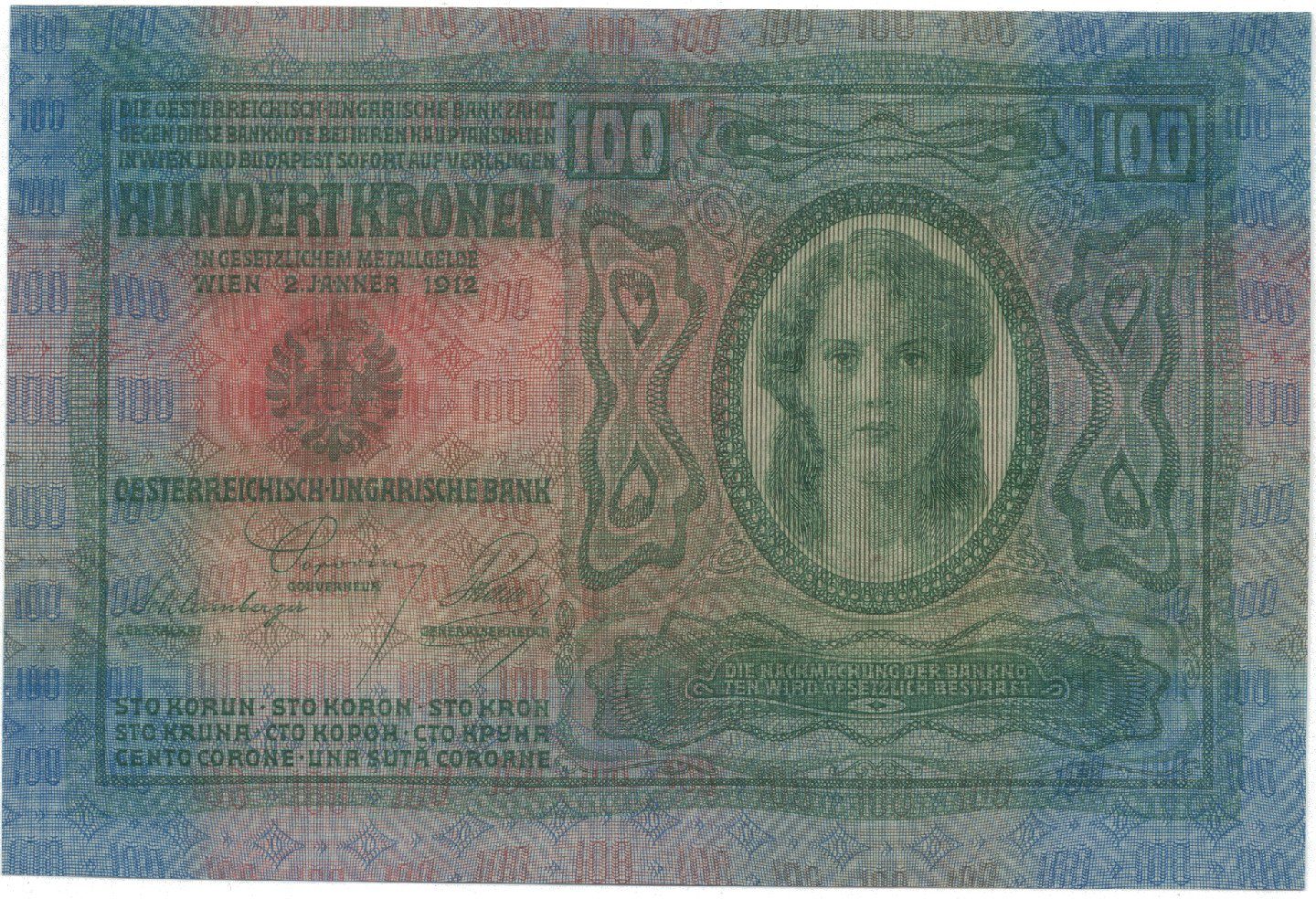 Rakousko - Uhersko, 100 Koruna 1912, bez přetisku, Hej.RU12a