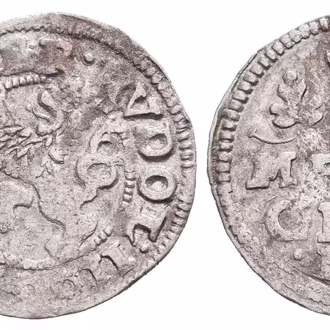 Malý groš 1581, České Budějovice-Schönfeld, HN.11 (opis 7a), patina, ned., koncový střížek_R!