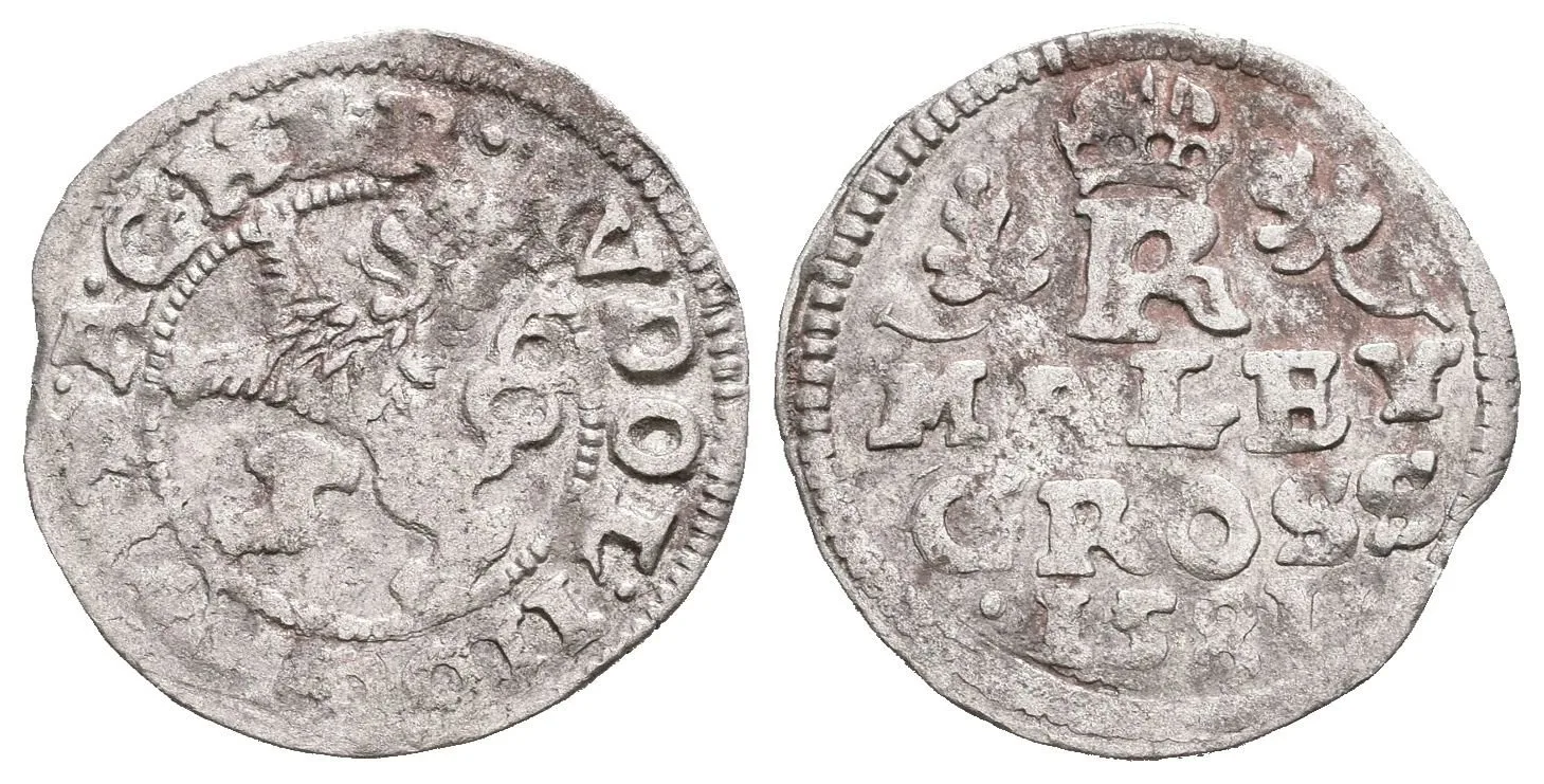 Malý groš 1581, České Budějovice-Schönfeld, HN.11 (opis 7a), patina, ned., koncový střížek_R! — 1