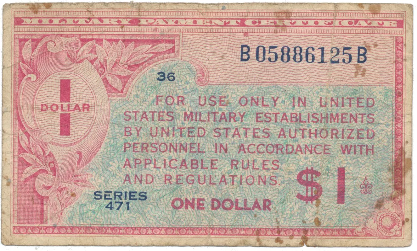 USA, vojenské vydání MPC, 1 Dollar (1947~1948), P.M12