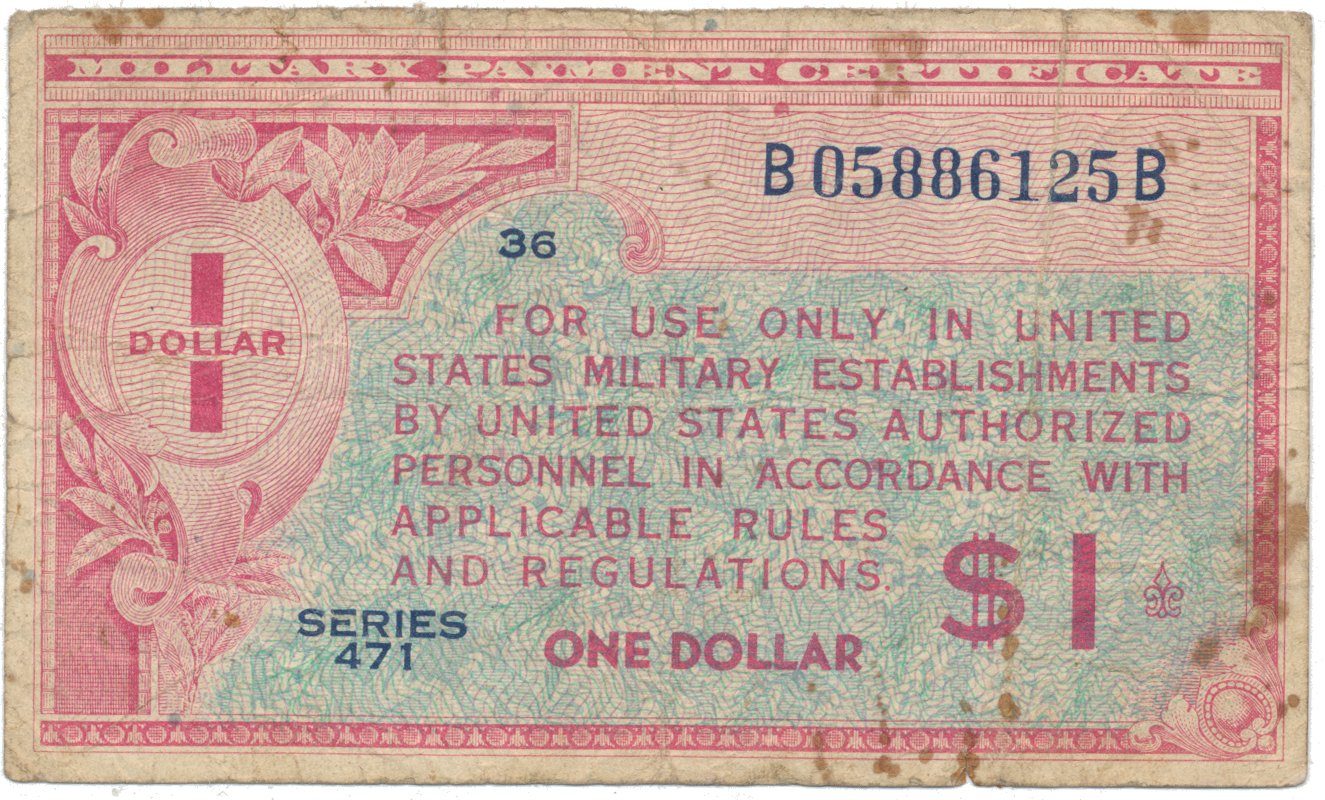 USA, vojenské vydání MPC, 1 Dollar (1947~1948), P.M12
