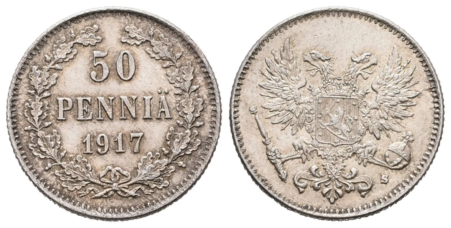 Finsko pod Ruskem, 50 Penniä 1917 - bez koruny