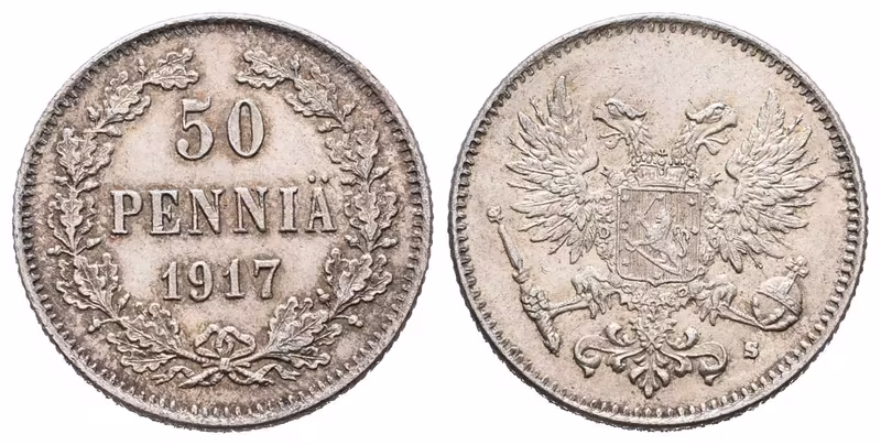 Finsko pod Ruskem, 50 Penniä 1917 - bez koruny