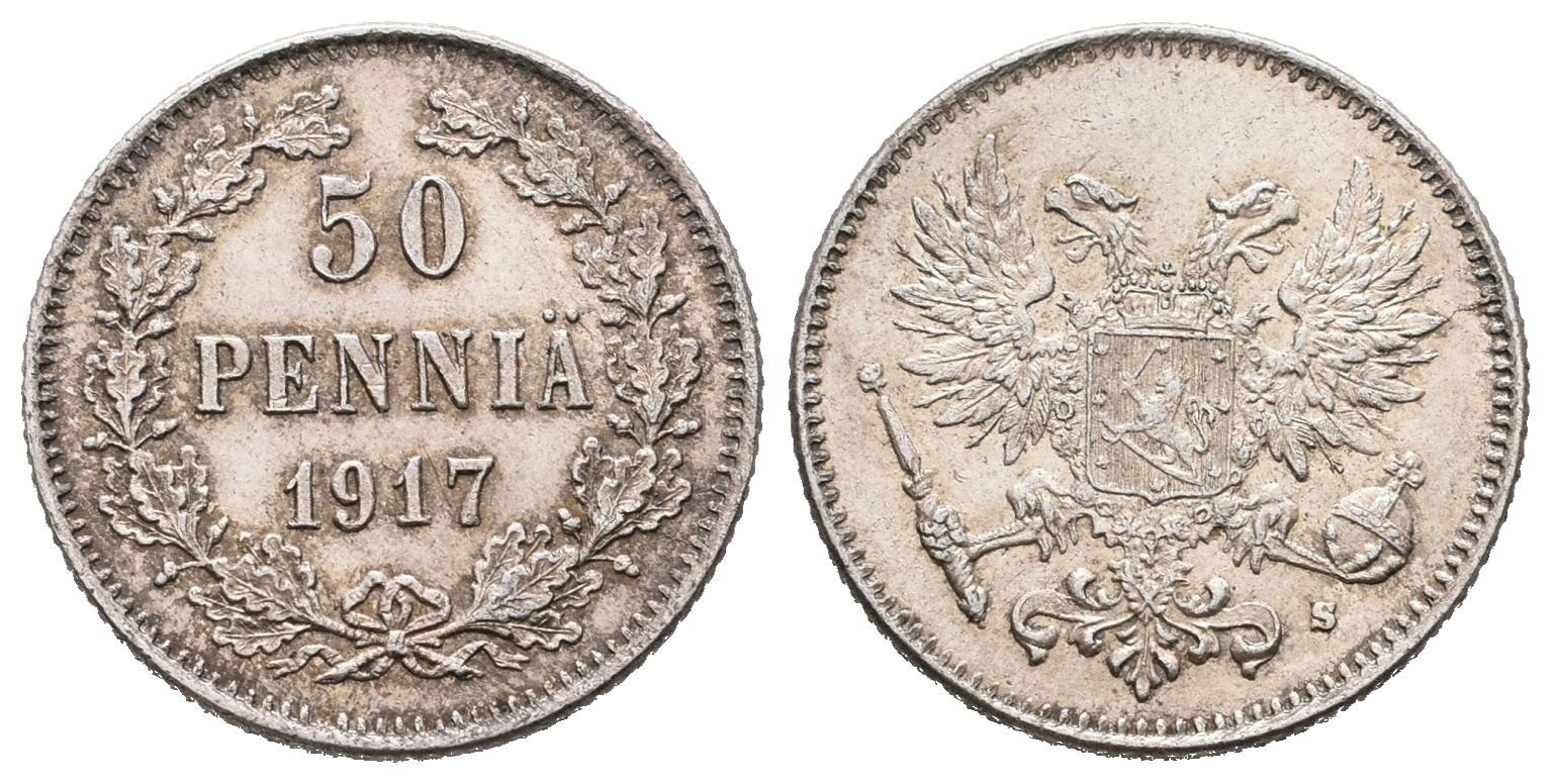 Finsko pod Ruskem, 50 Penniä 1917 - bez koruny