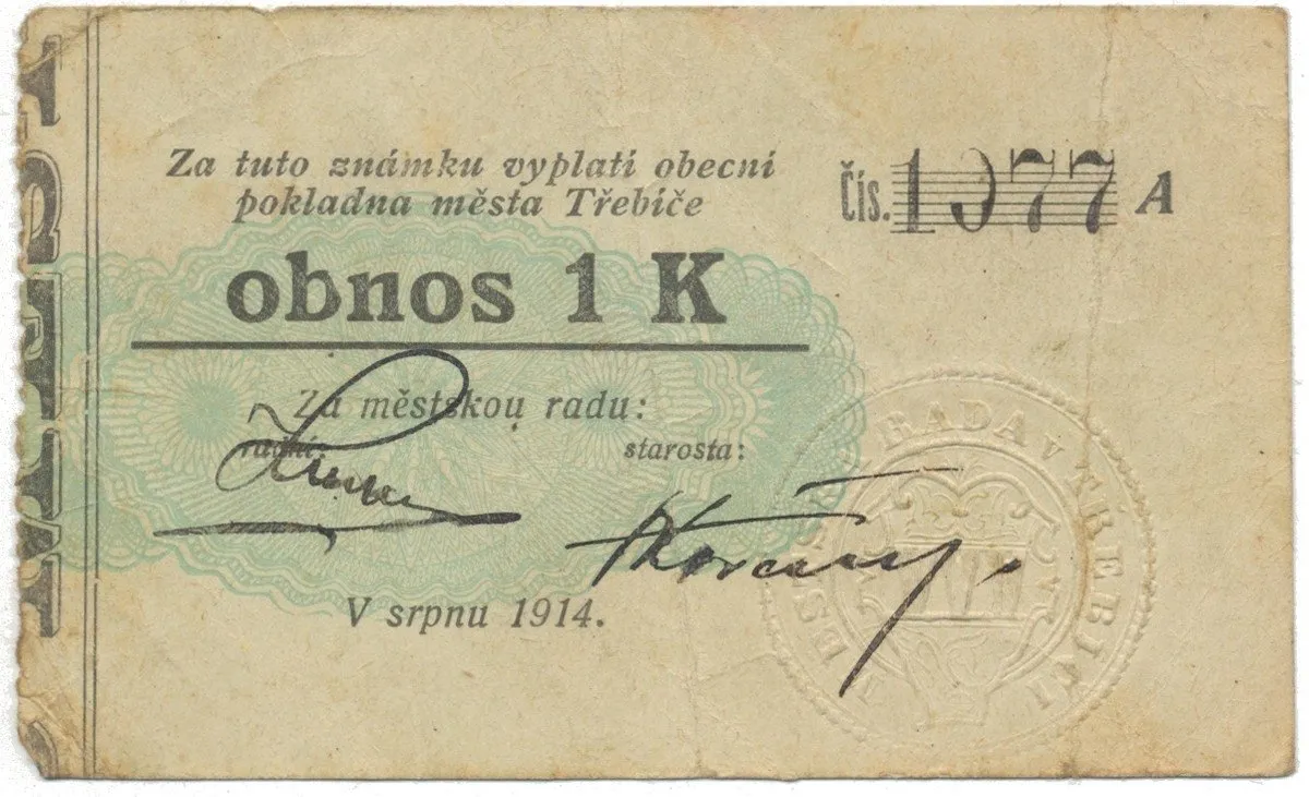 Třebíč - město, 1 K srpen 1914, silnější K, HH.223.5.6d1