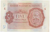 Velká Británie, 5 Shillings (1943), BMA - vojenské vydání, P.M4
