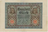 Německo, 100 Mark 1920, 8-místný číslovač, Ro.67b