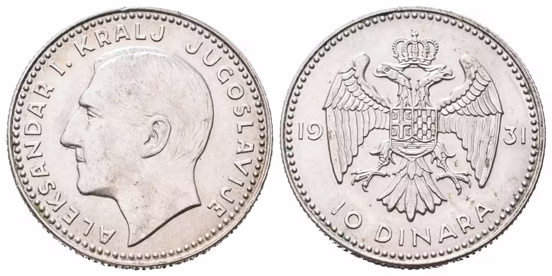 Jugoslávie, 10 Dinar 1931