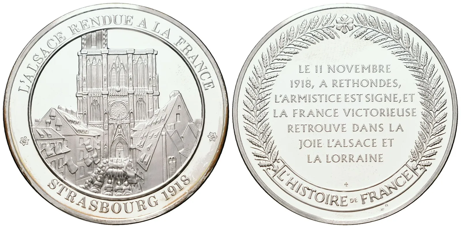 Francie - AR Medaile b.l. - L'Alsace rendue à la France