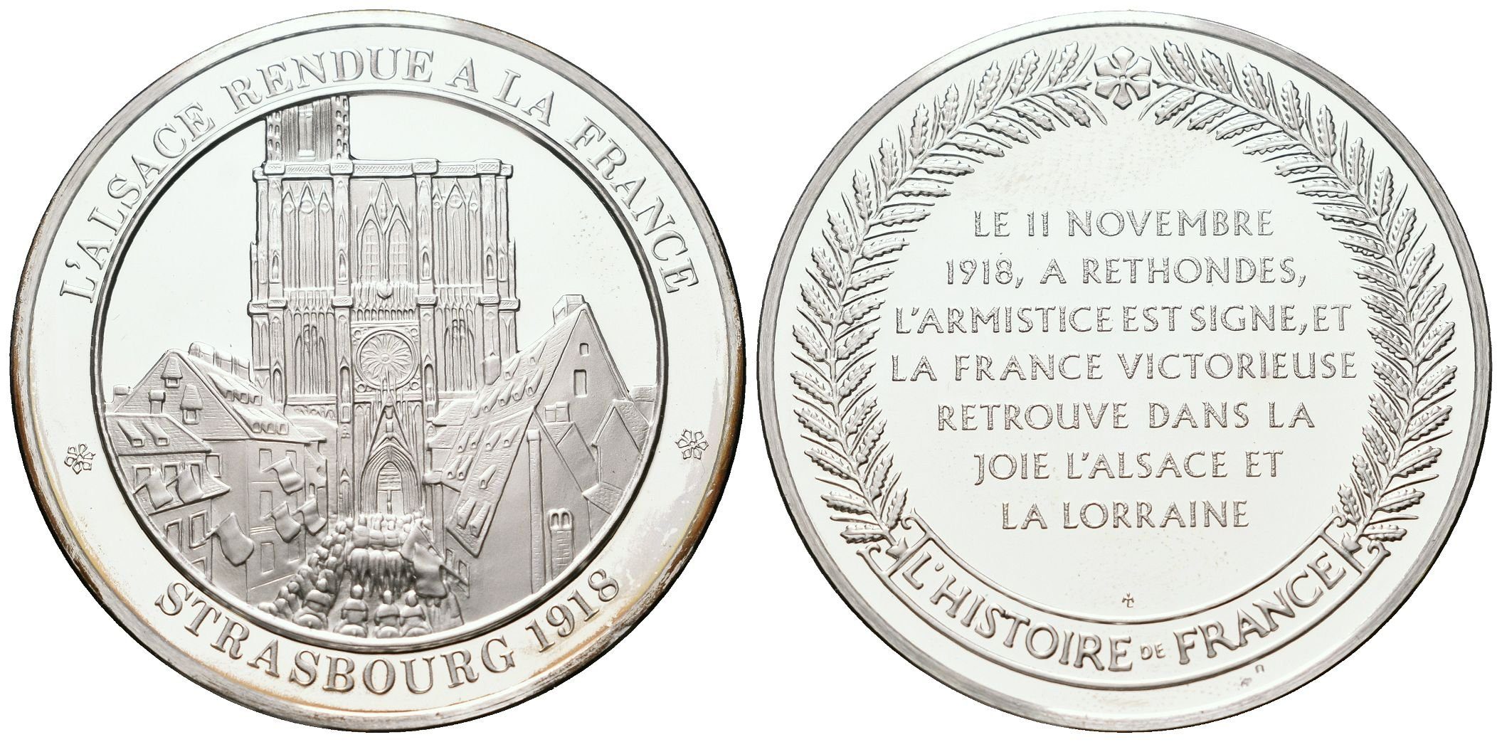 Francie - AR Medaile b.l. - L'Alsace rendue à la France