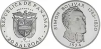 Panama, 20 Balboas 1974 - Simon Bolivar - fotografie 2