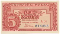 5 Koruna 1949, perforace 3 m.d., Hej.83a2S1
