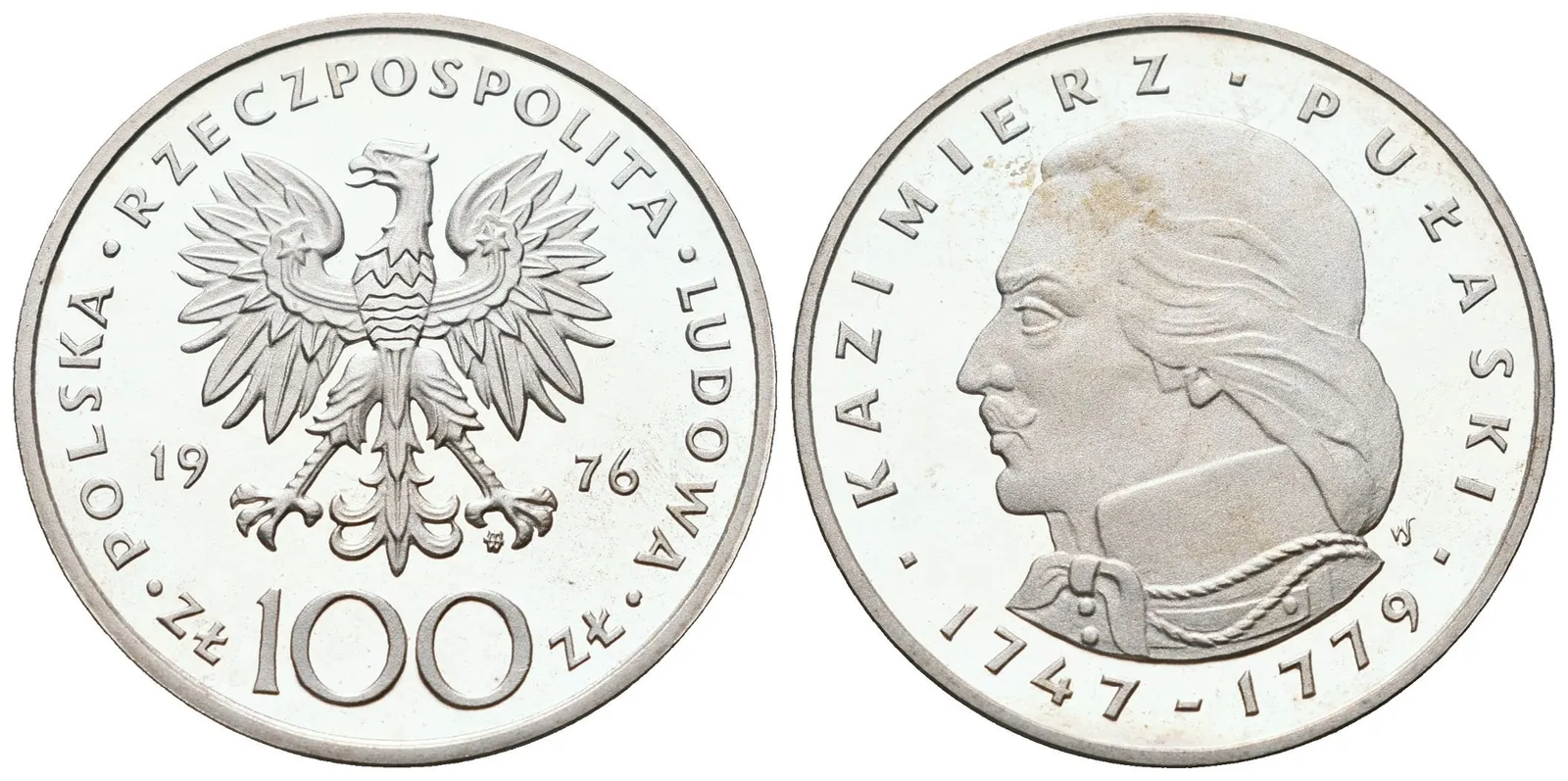Polsko, 100 Zlotych 1976 - K. Pulaski