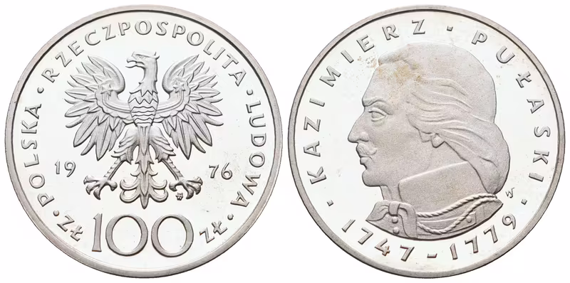Polsko, 100 Zlotych 1976 - K. Pulaski