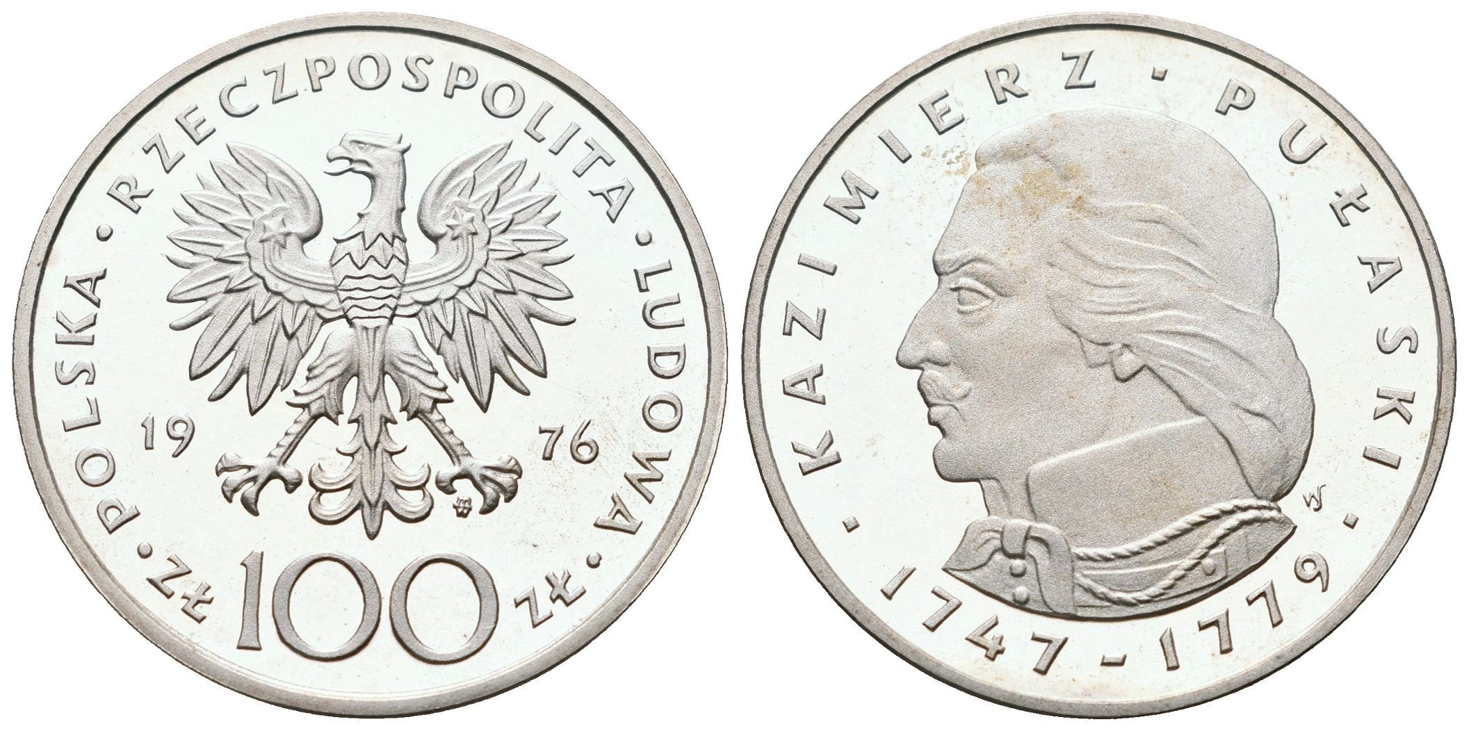 Polsko, 100 Zlotych 1976 - K. Pulaski