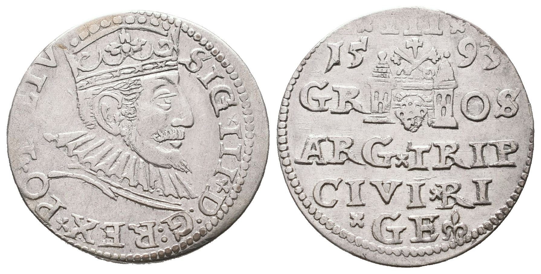 Polsko, III Groš 1593, Riga