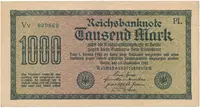 Německo, 1000 Mark 1922, vod. Gitter, zelené 6-místné číslo, Ro.75m