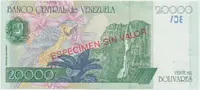 Venezuela, 20.000 Bolivares 1998, anulát - ESPECIMEN, P.82s - fotografie 2