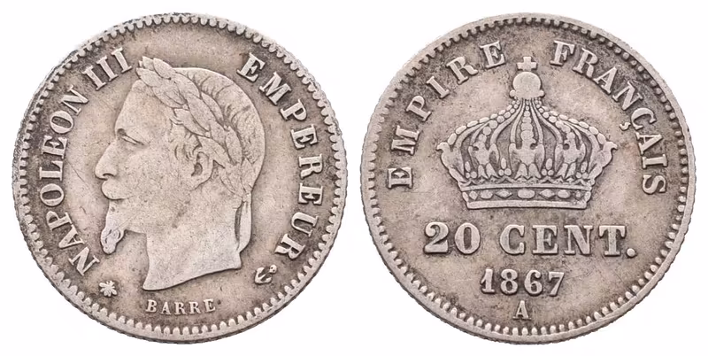 Francie, 20 Centime 1867 A