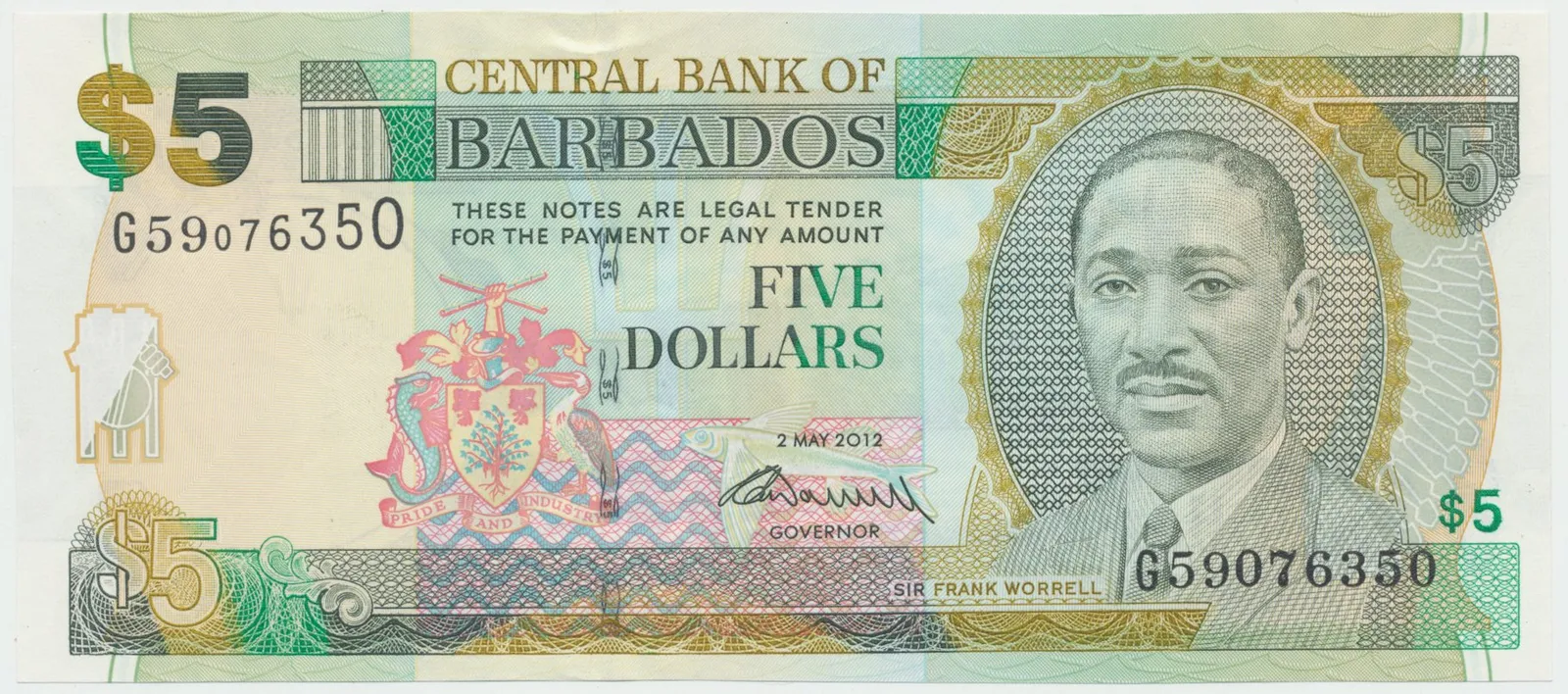 Barbados, 5 Dollars 2012, P.67c