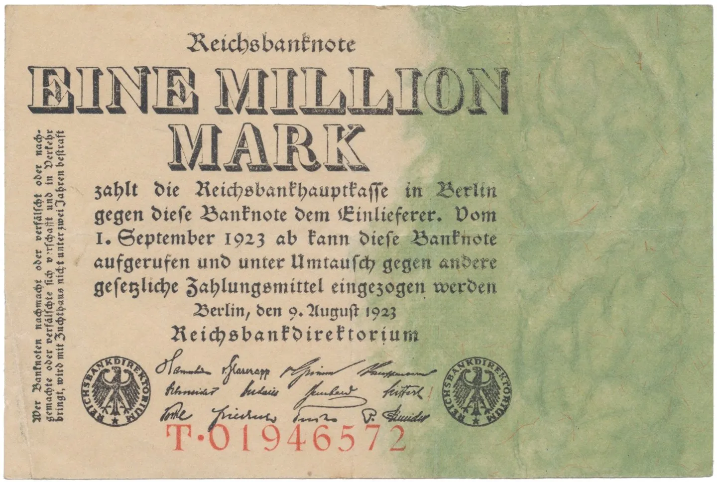 Německo, 1 Million Mark 1923, Ro.100