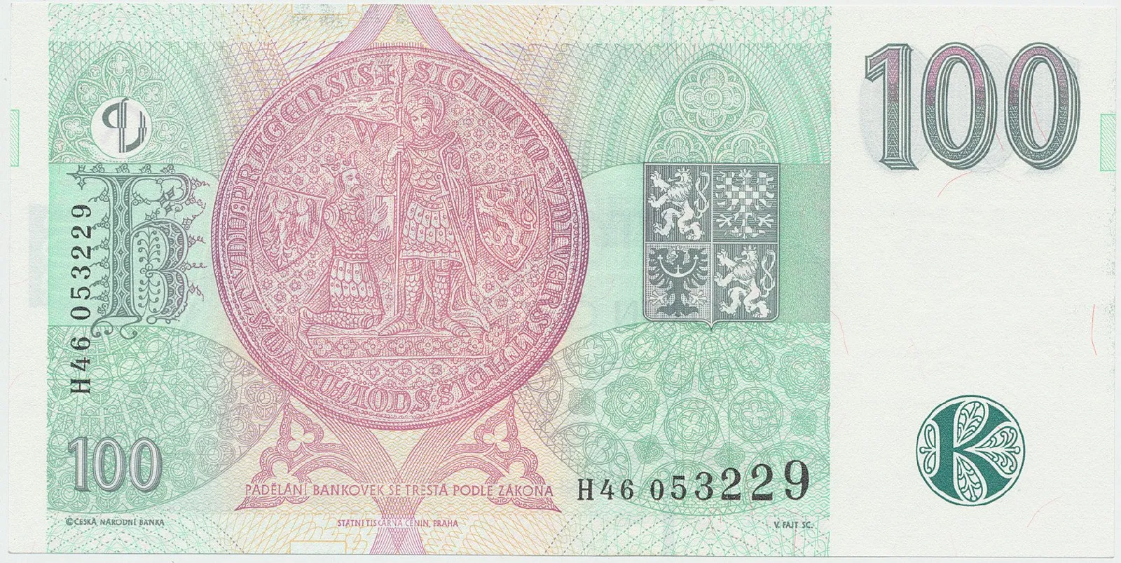Česká republika, 100 Koruna 1997, série H, Hej.CZ22aH