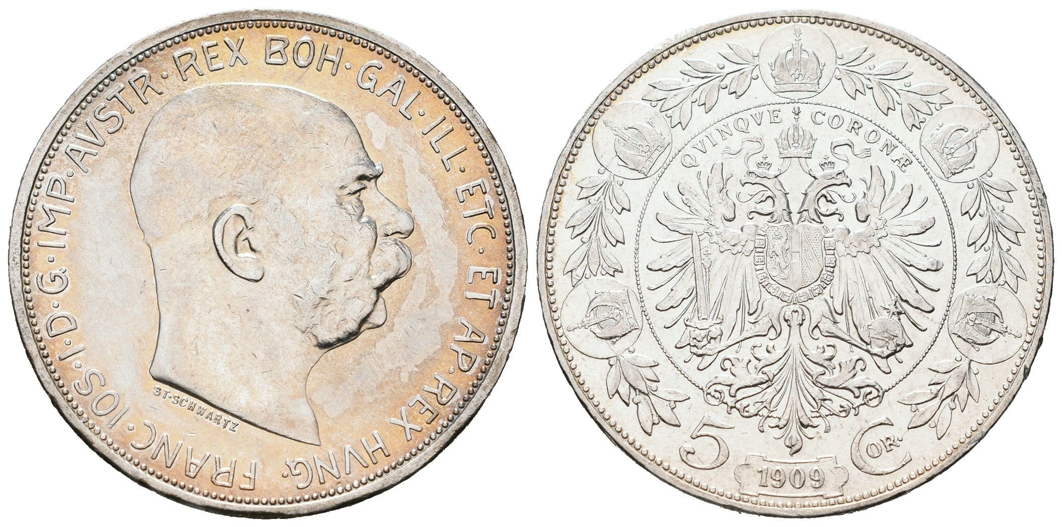 5 Koruna 1909 Schwartz