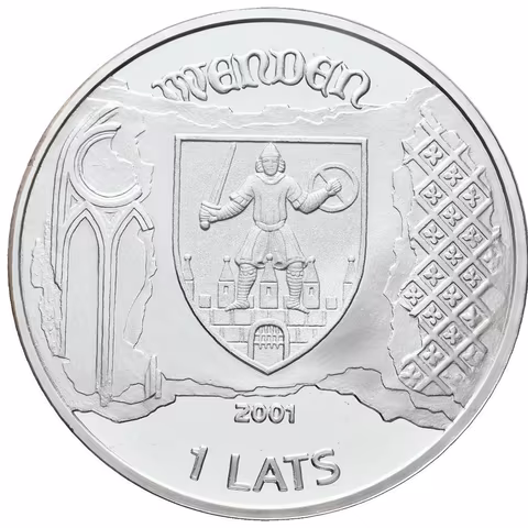 1 Lats 2001 - Cesis, KM.49, PROOF, kapsle
