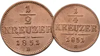 1/2 Krejcar 1851 B a 1/4 Krejcar 1851 B