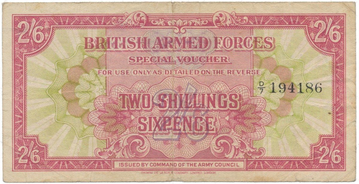 Velká Británie, 2 Shillings 6 Pence (1946), BAF - vojenské vydání, P.M12a