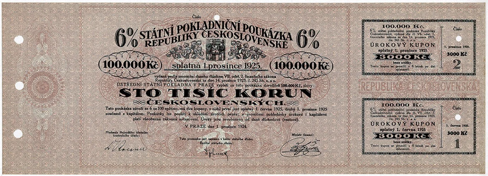 Státní pokladniční poukázky, 1919 - 1939 — 1