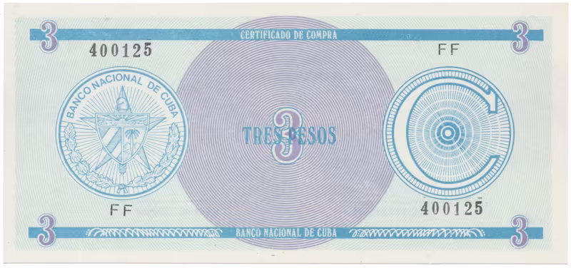 Kuba, 3 Pesos b.d., série C - 1. vydání, P.FX12a