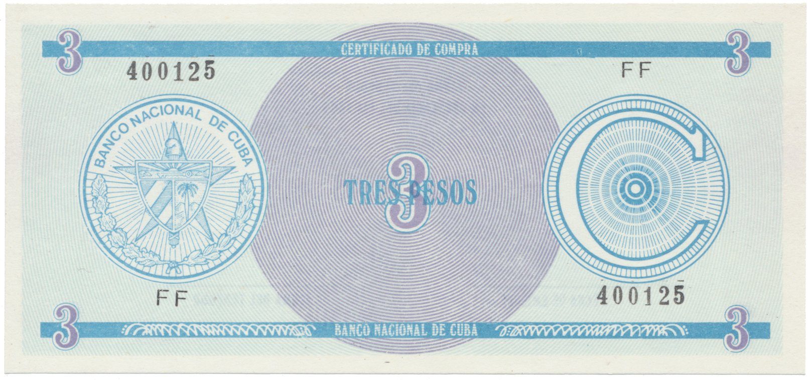 Kuba, 3 Pesos b.d., série C - 1. vydání, P.FX12a