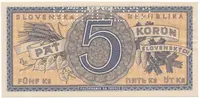 5 Koruna b.d. (1945), série A 001, Hej.55a.S1