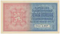 Protektorát Čechy a Morava, 1 Koruna b.d. (1938/1940), strojový přetisk, Hej.28b - fotografie 2