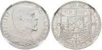 20 Koruna 1937 - Masaryk, etue NGC, hodnocení MS 64, — 1