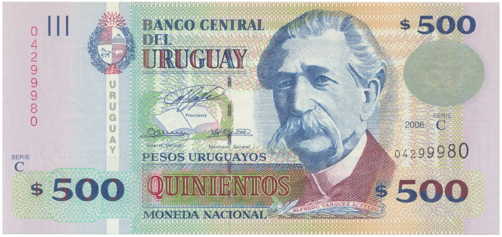 Uruguay, 500 Pesos Uruguayos 2006, P.90a