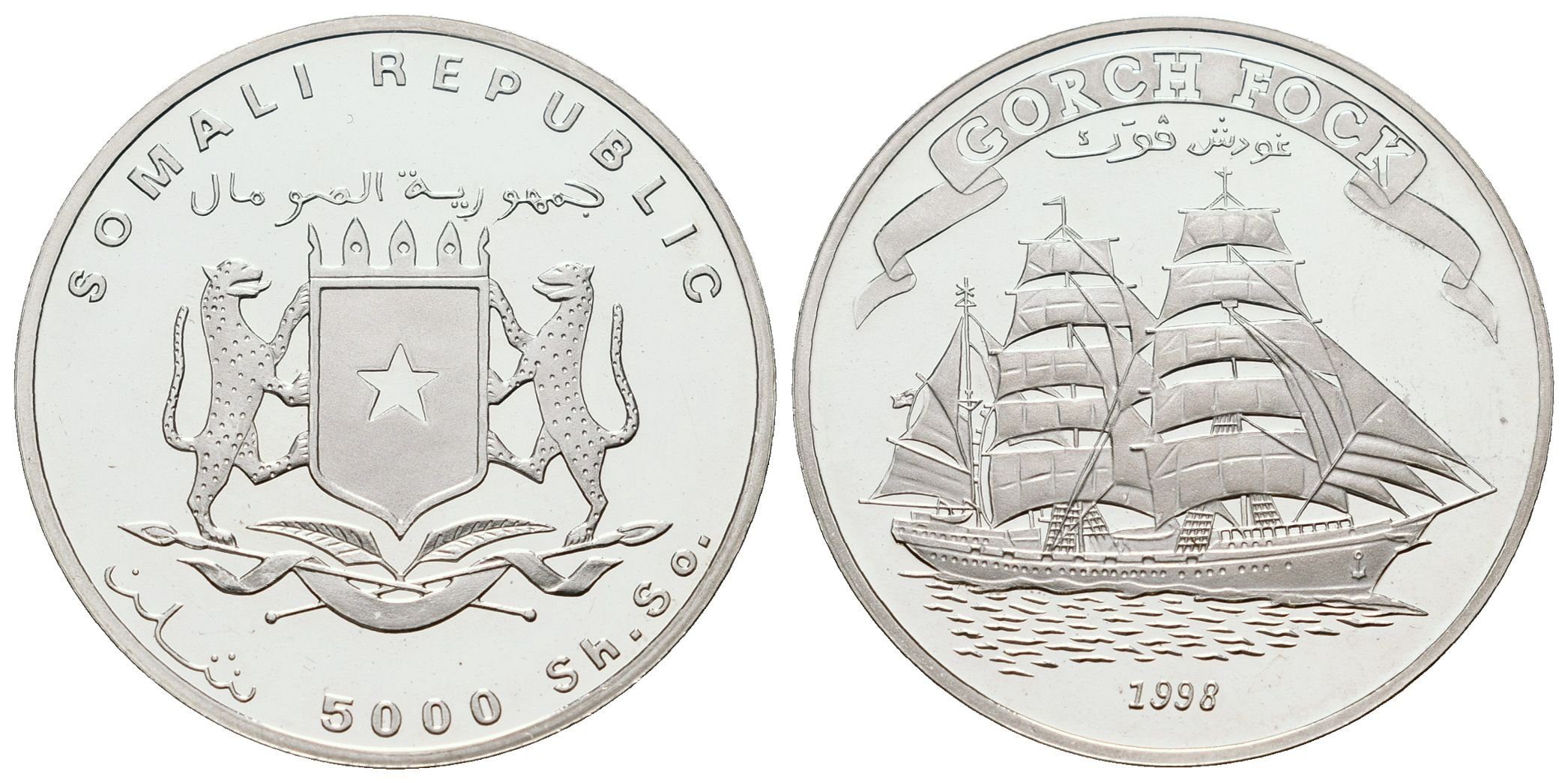 Somálsko, 5000 Shillings 1998 - Gorch Fock
