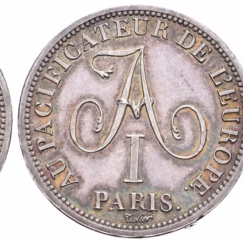 2 Frank 1814 (Tiolier) - Zkušební ražba nové mince (essay) k upomínce na