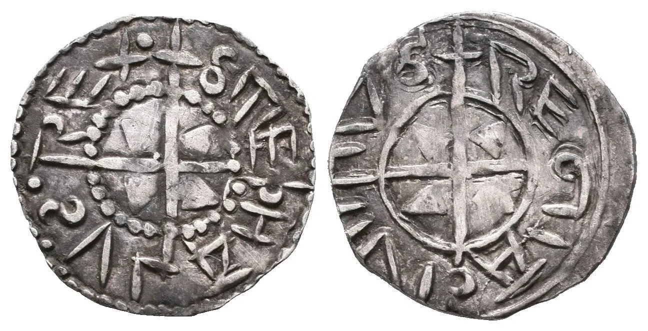 Denár, Husz.1, var. obrácené S v opisu, tmavá patina, lehce exc. a — 1
