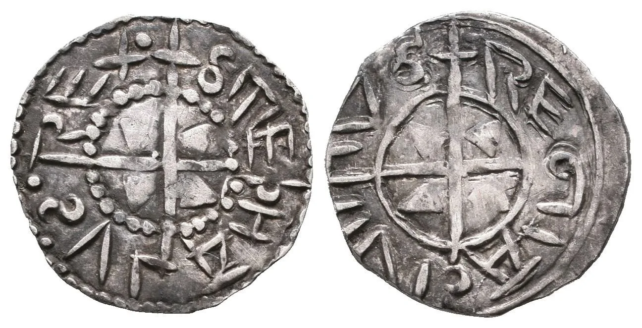 Denár, Husz.1, var. obrácené S v opisu, tmavá patina, lehce exc. a — 1