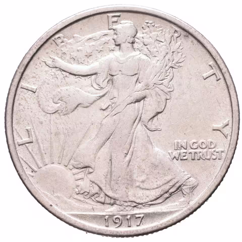 1/2 Dollar 1917, KM.142, pěkná zachovalost, patina
