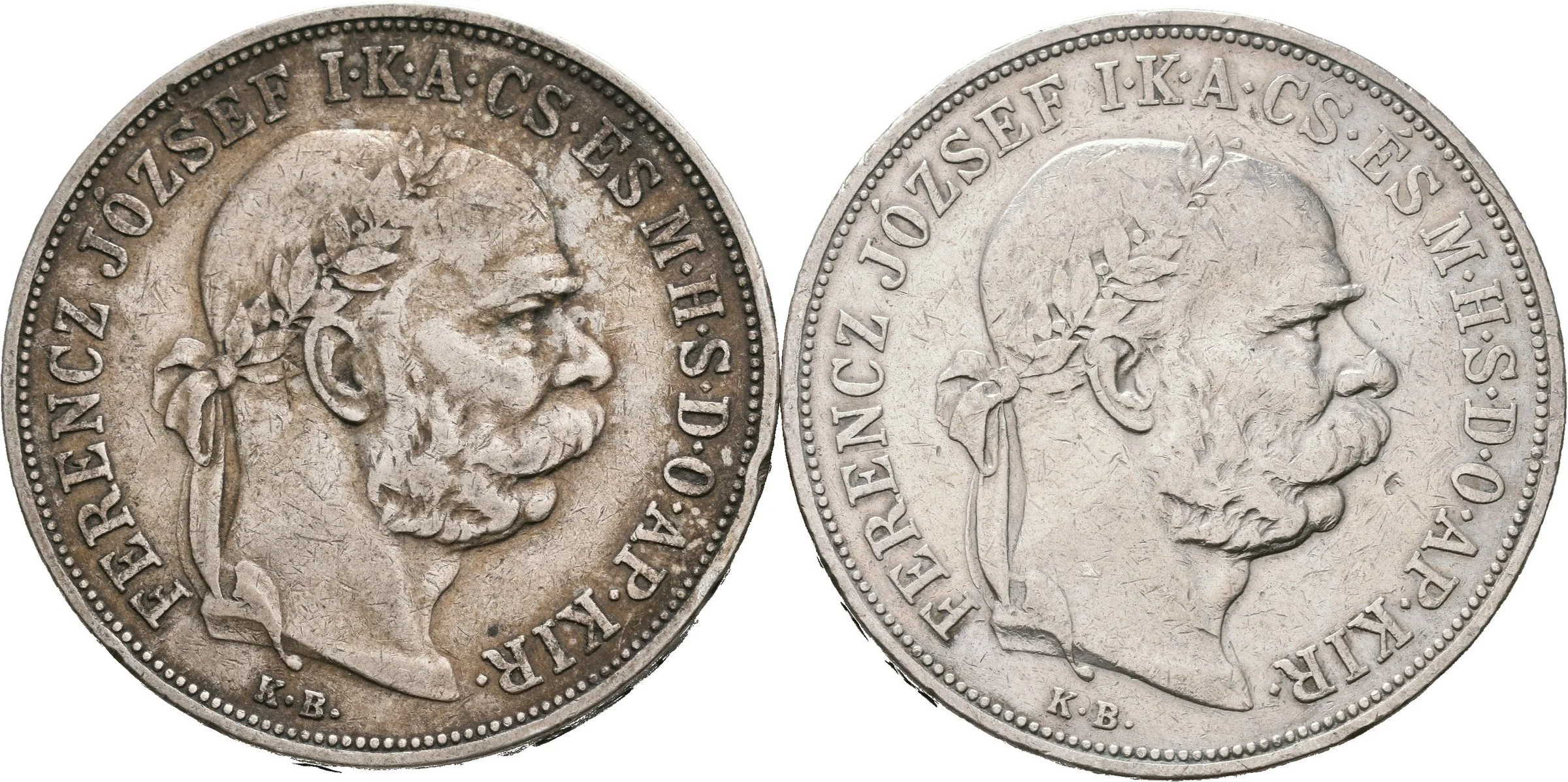 5 Koruna 1900 KB, patina, rysky_2 ks — 1