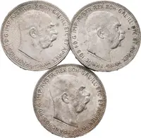 1 Koruna 1914,1915 a 1916, lot 3 kusů - fotografie 2