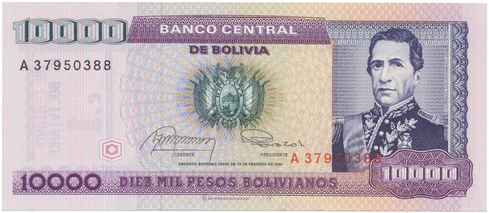 Bolívie, 1 Centavo (1987), přetisk, P.195