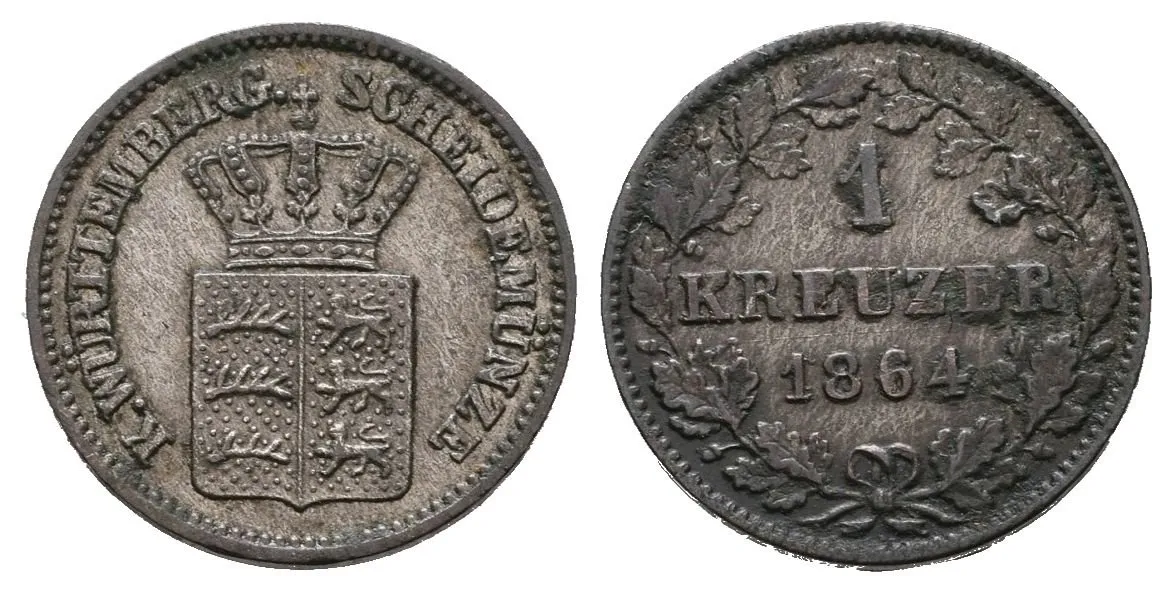 Württemberg, 1 Krejcar 1864