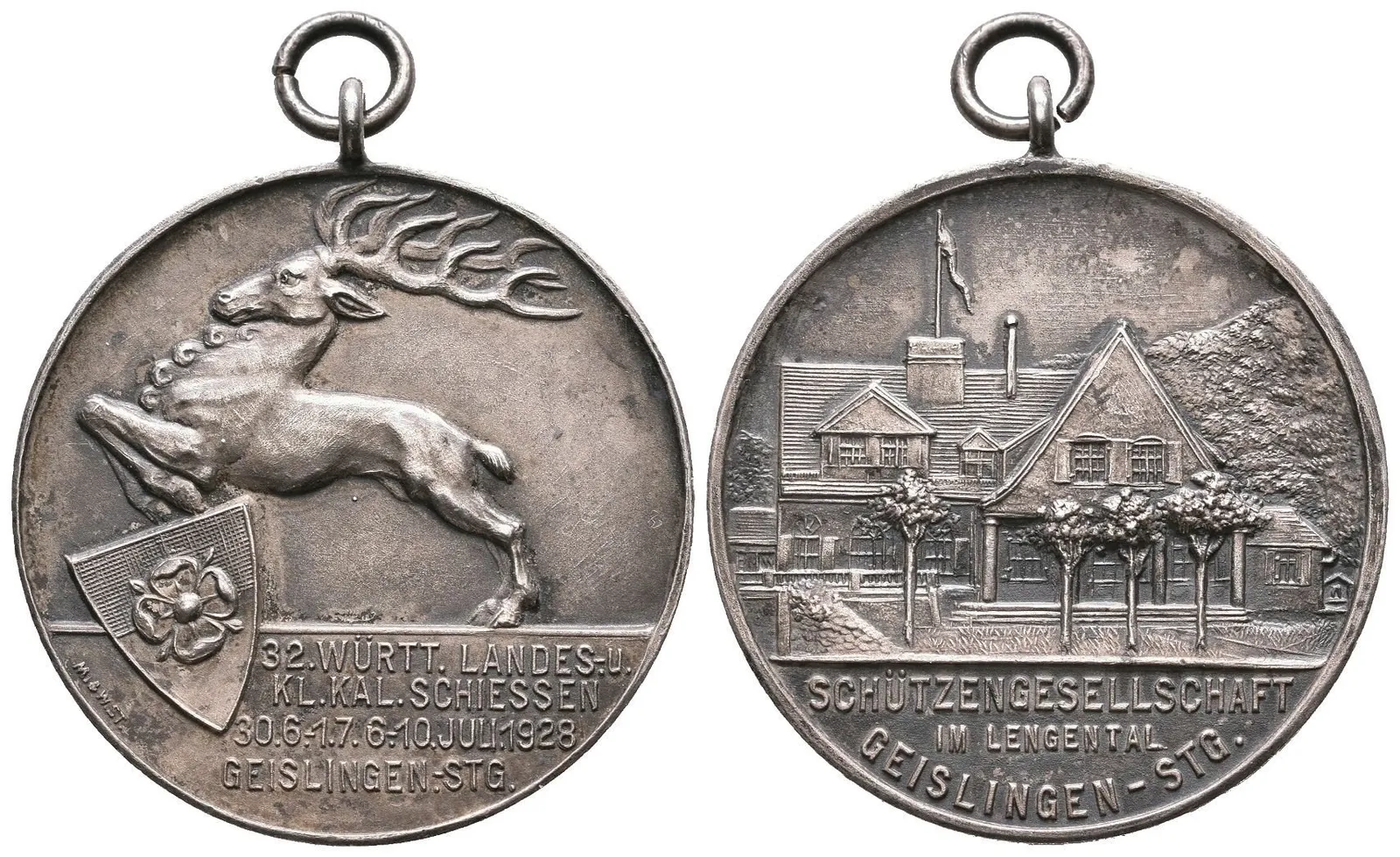AR Medaile 1928 - 32. Württumberské zemské střelby z malorážných zbraní v Geislingen. — 1
