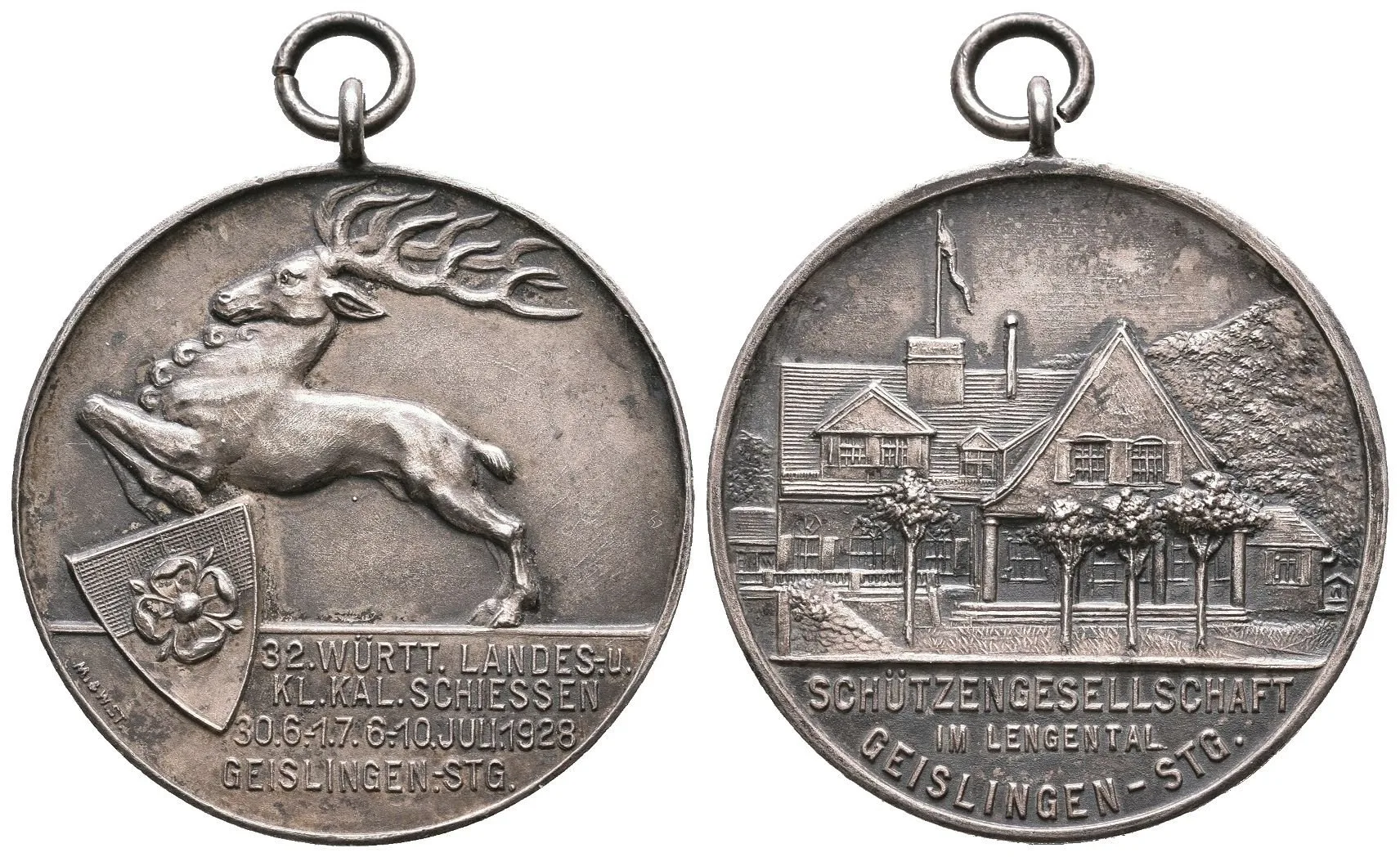 AR Medaile 1928 - 32. Württumberské zemské střelby z malorážných zbraní v Geislingen. — 1