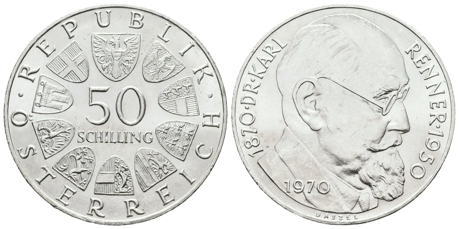 Rakousko, 50 Schilling 1970 - Renner